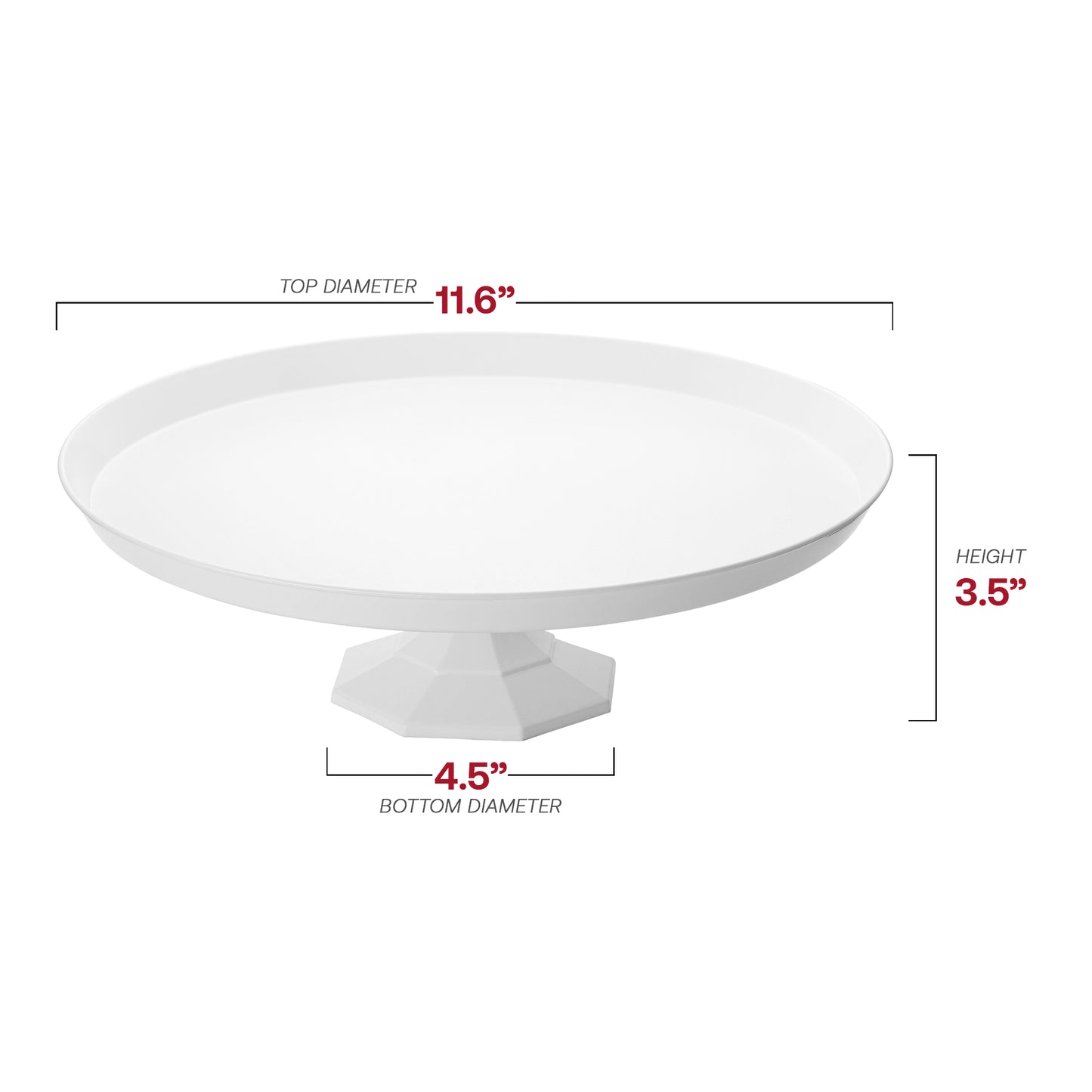 11.6" White Medium Round Disposable Plastic Cake Stands