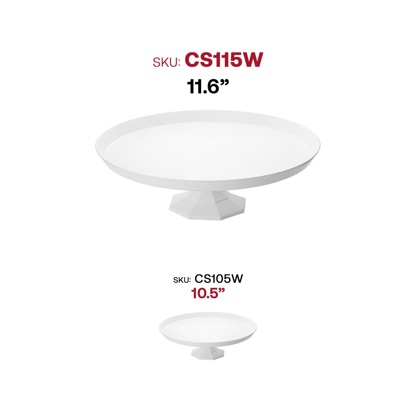 11.6" White Medium Round Disposable Plastic Cake Stands