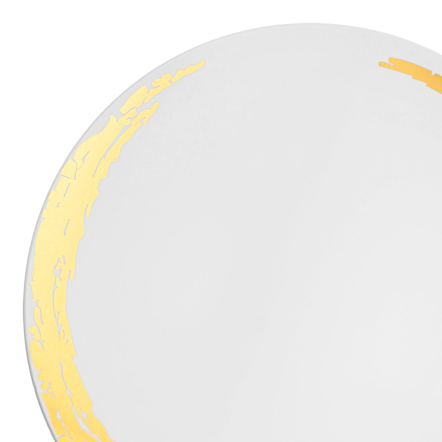 White with Gold Moonlight Round Disposable Plastic Appetizer/Salad Plates (7.5") | The Kaya Collection