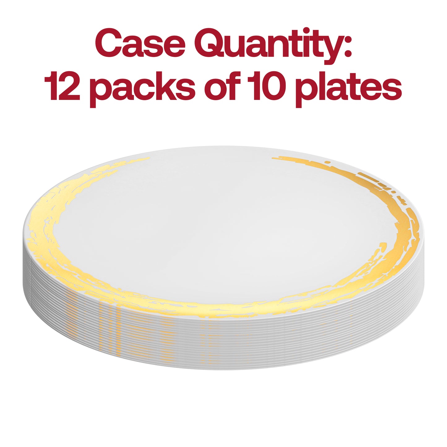 White with Gold Moonlight Round Disposable Plastic Appetizer/Salad Plates (7.5") Quantity | The Kaya Collection