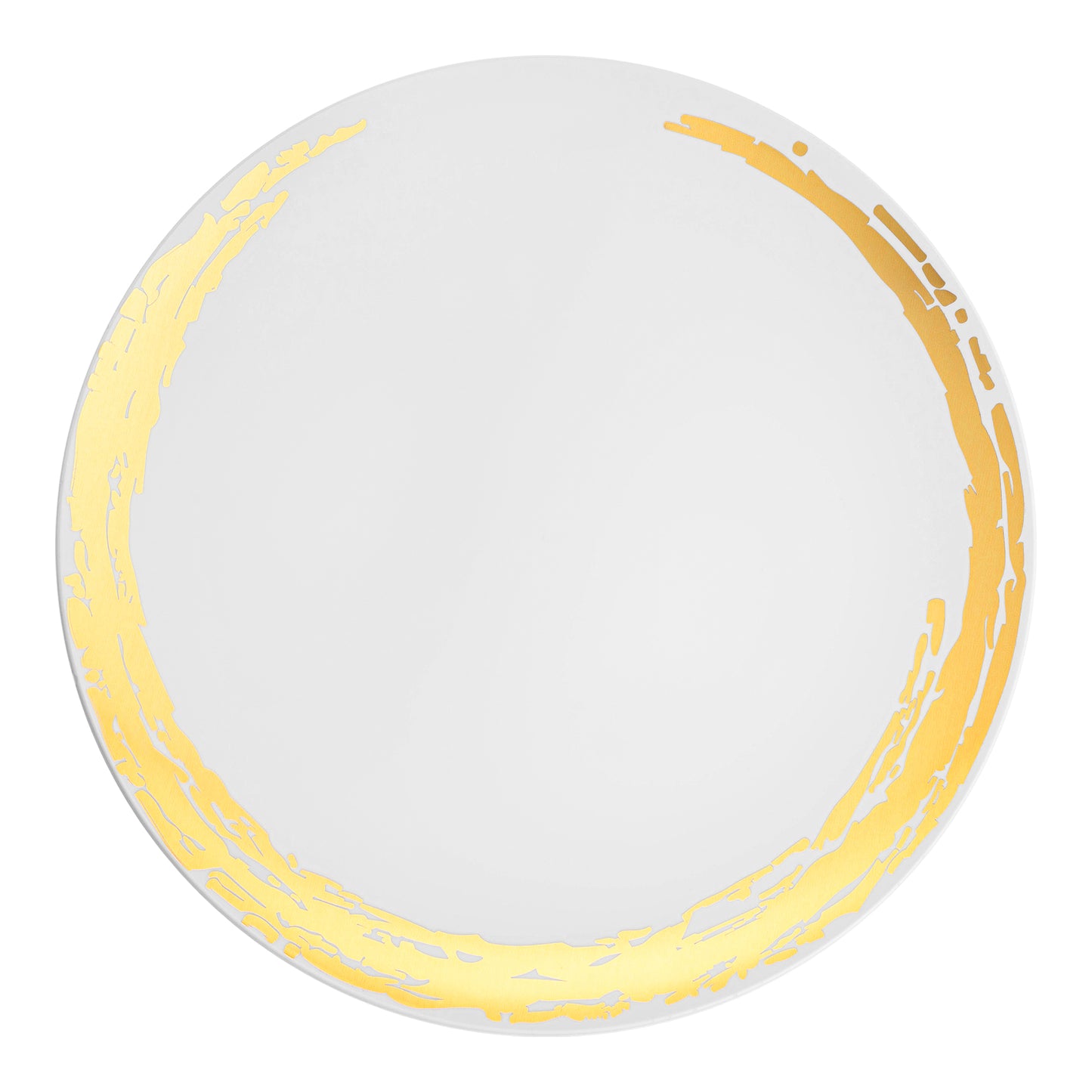 White with Gold Moonlight Round Disposable Plastic Appetizer/Salad Plates (7.5") | The Kaya Collection