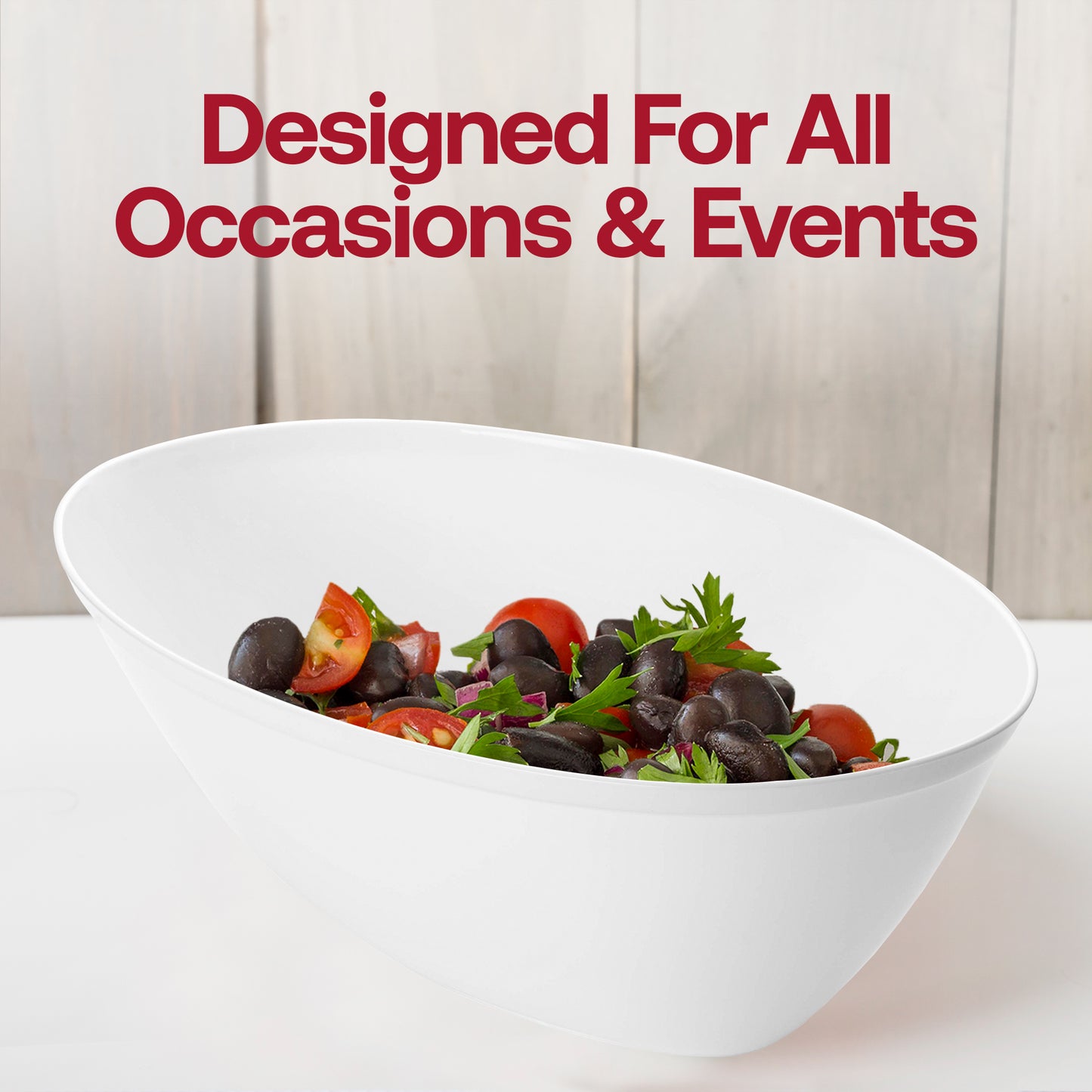 White Oval Disposable Plastic Serving Bowls (2 qt.)