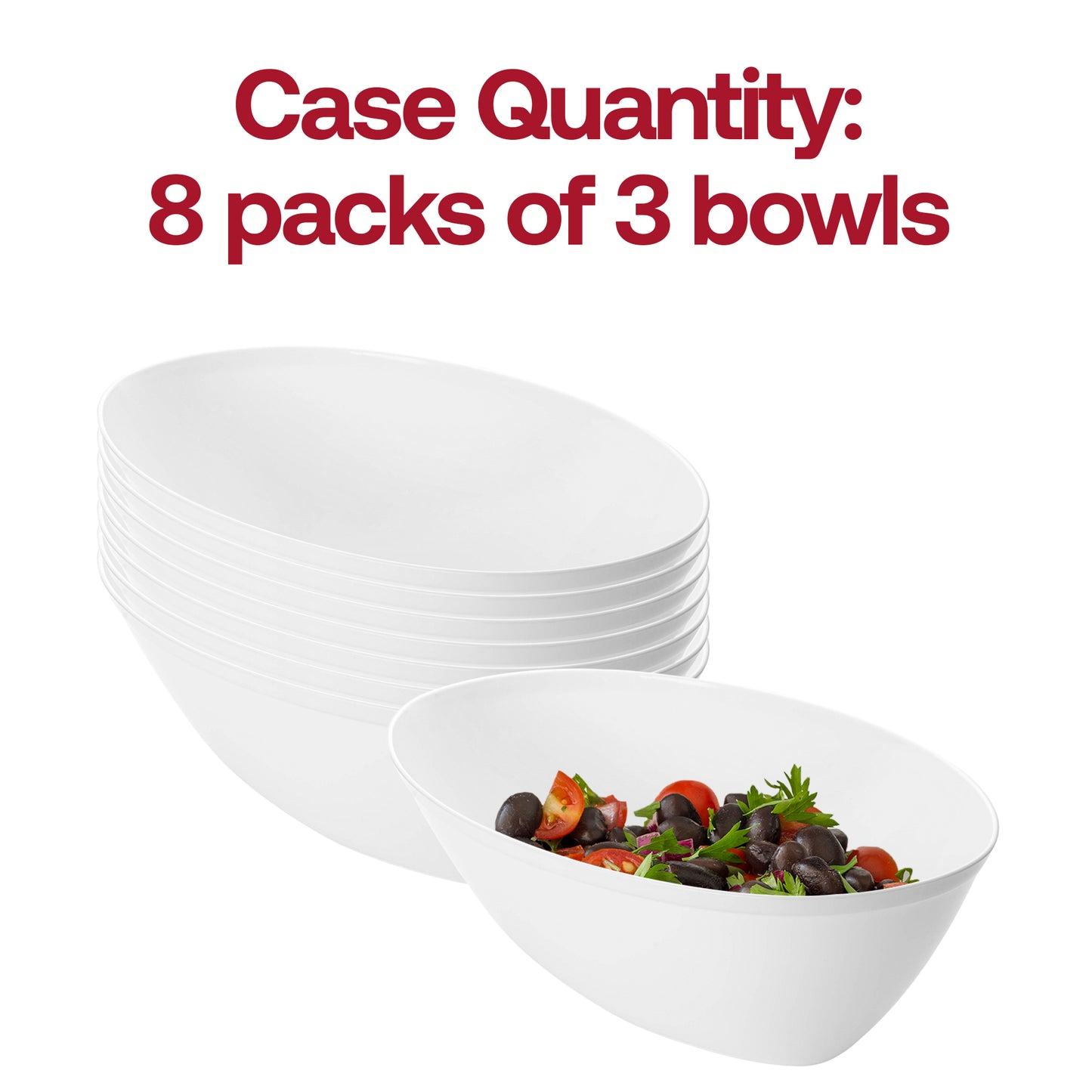 White Oval Disposable Plastic Serving Bowls (2 qt.)