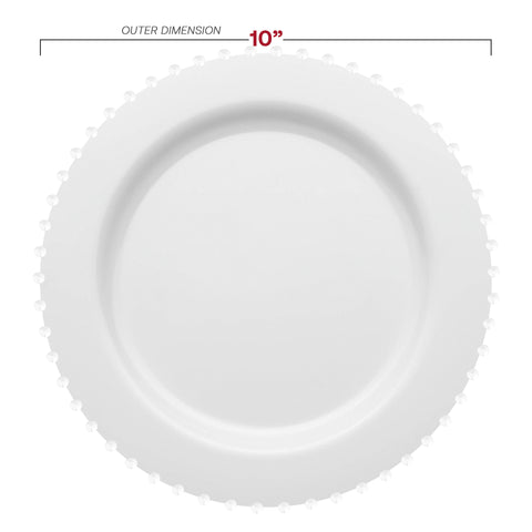 White Pearl String Round Plastic Dinner Plates (10”)