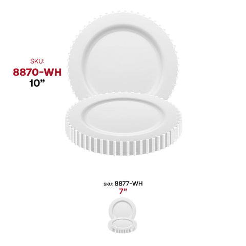 White Pearl String Round Plastic Dinner Plates (10”)