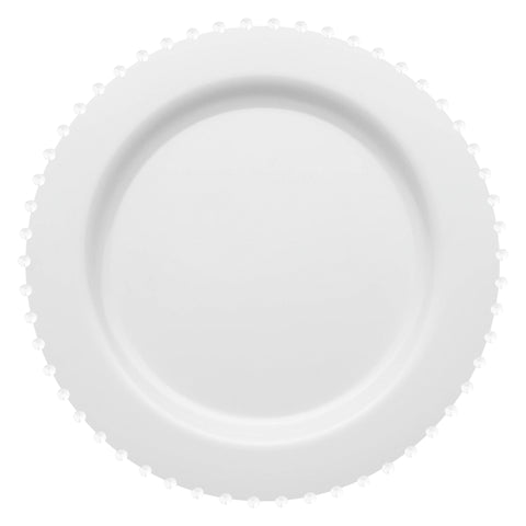 White Pearl String Round Plastic Dinner Plates (10”)