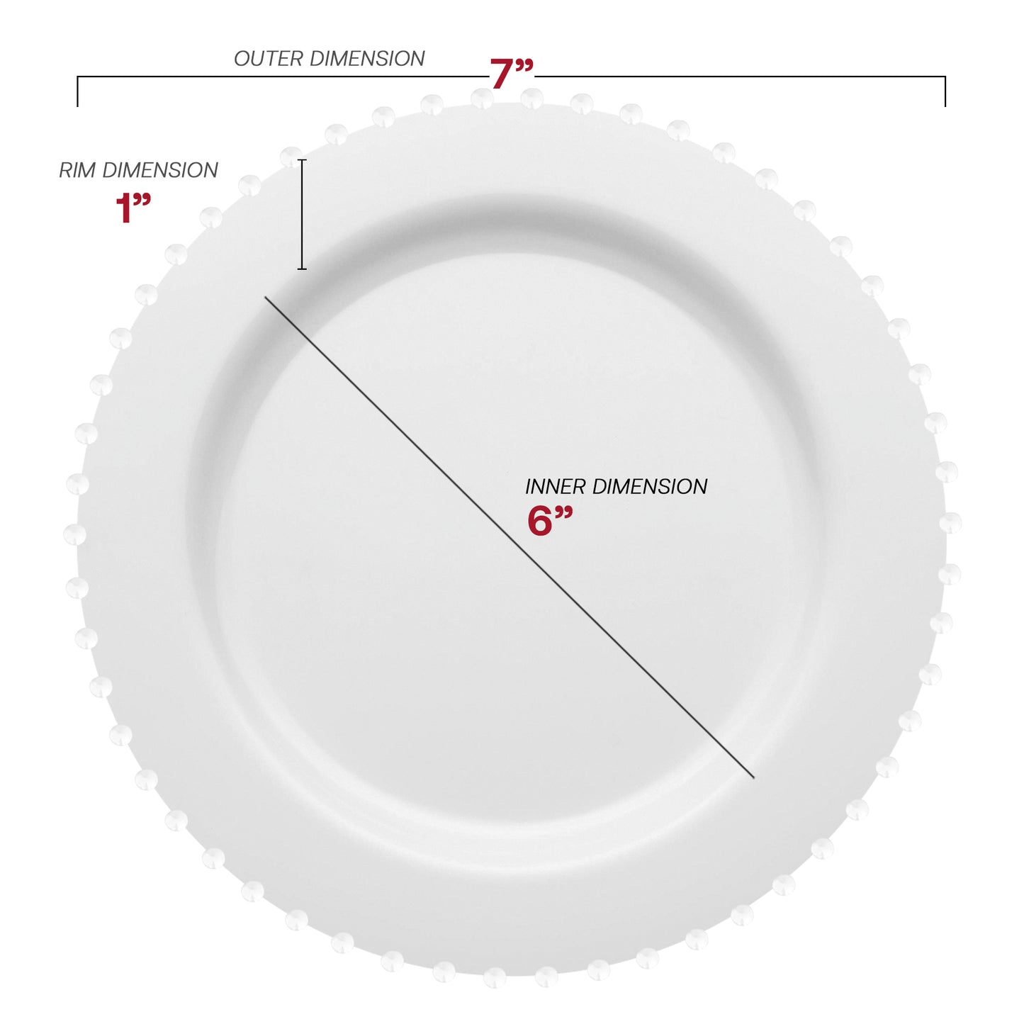 White Pearl String Round Plastic Salad Plates (7”)