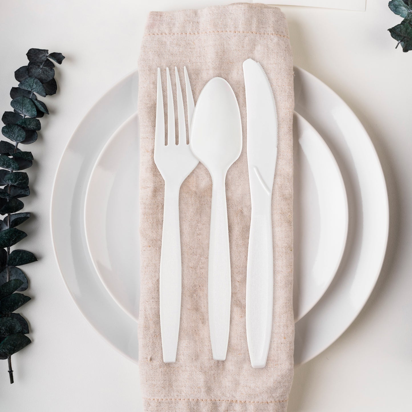 White Disposable Plastic Spoons