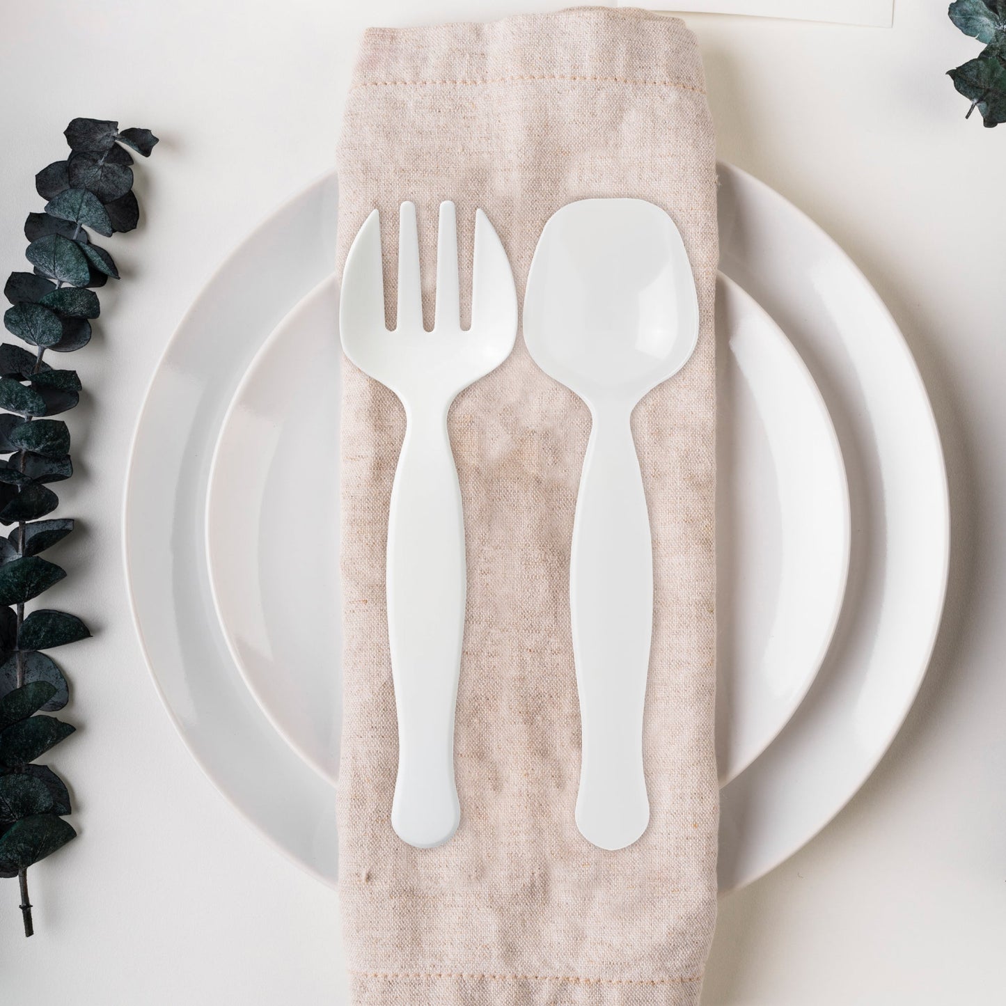 White Plastic Serving Spoons