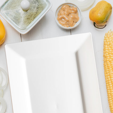 White Rectangular Disposable Plastic Dessert Plates (5.5