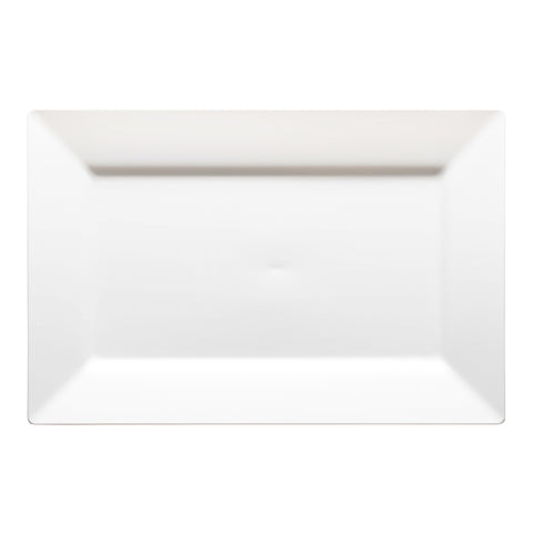 White Rectangular Disposable Plastic Dessert Plates (5.5