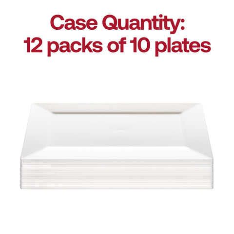 White Rectangular Disposable Plastic Dessert Plates (5.5