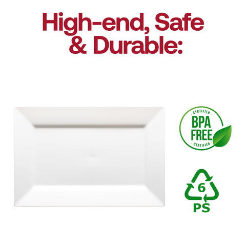White Rectangular Disposable Plastic Dessert Plates (5.5