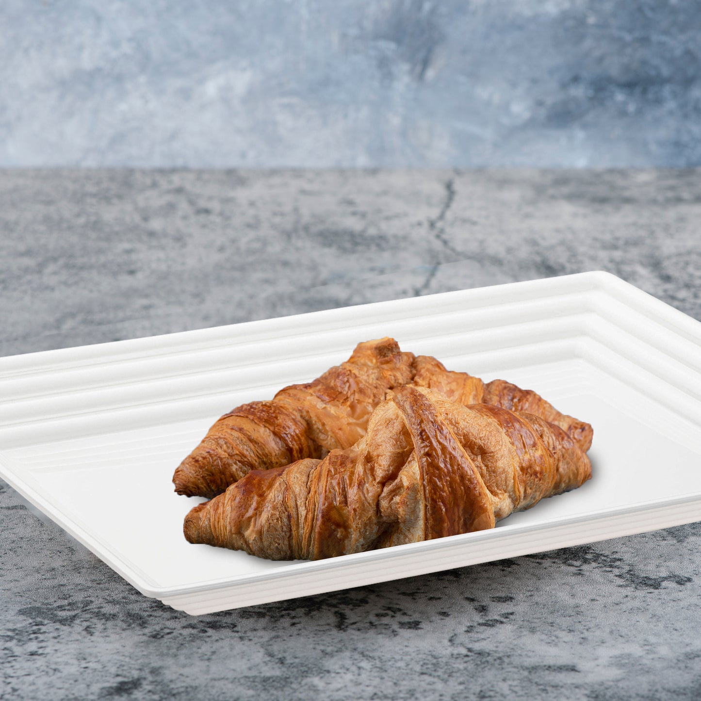 9" x 13" White Rectangular with Groove Rim Disposable Plastic Serving Trays
