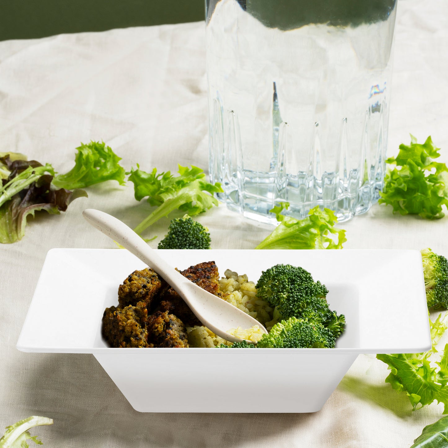 White Square Disposable Plastic Soup Bowls (12 oz.)