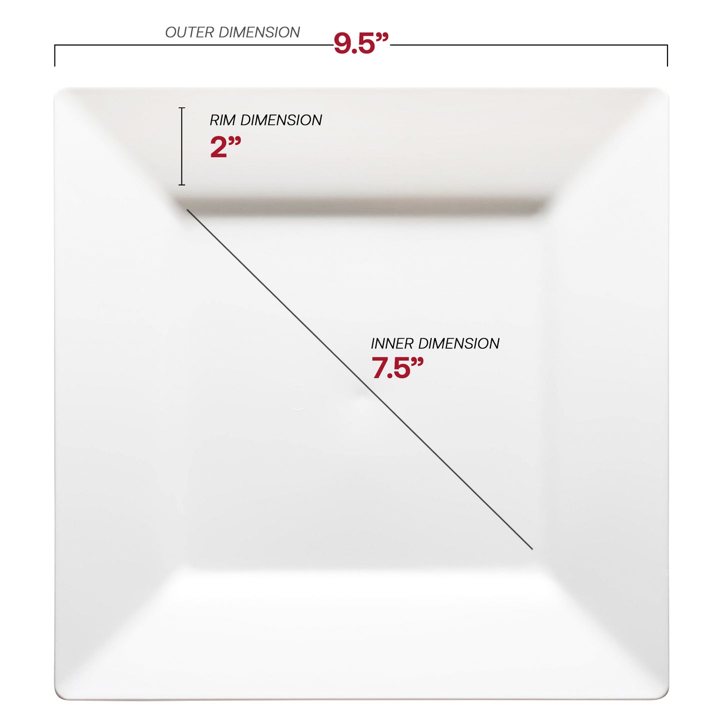 White Square Disposable Plastic Dinner Plates (9.5")