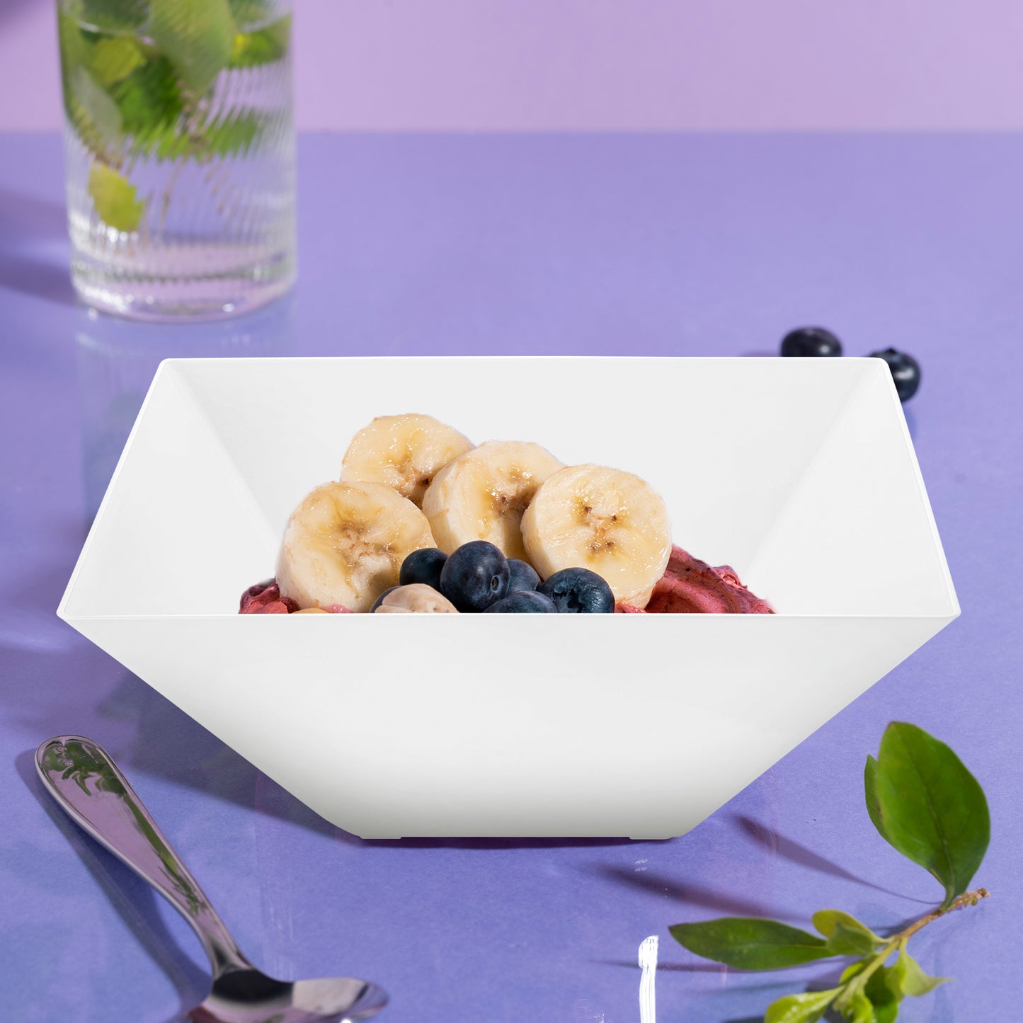 White Square Disposable Plastic Serving Bowls (3 qt.)