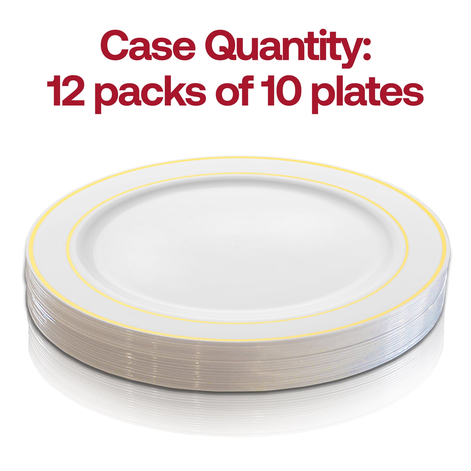 White with Gold Edge Rim Plastic Pastry Plates Quantity | The Kaya Collection