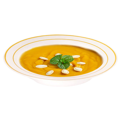 White with Gold Edge Rim Round Plastic Dessert Bowls (5 oz.)