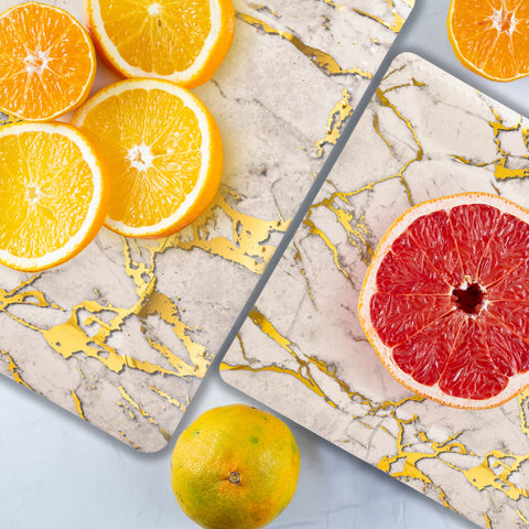 White with Gold Marble Square Paper Disposable Charger Plates (13