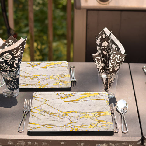 White with Gold Marble Square Paper Disposable Charger Plates (13