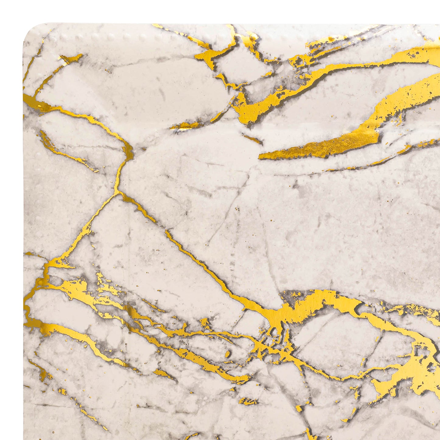 White with Gold Marble Square Paper Disposable Charger Plates (13")