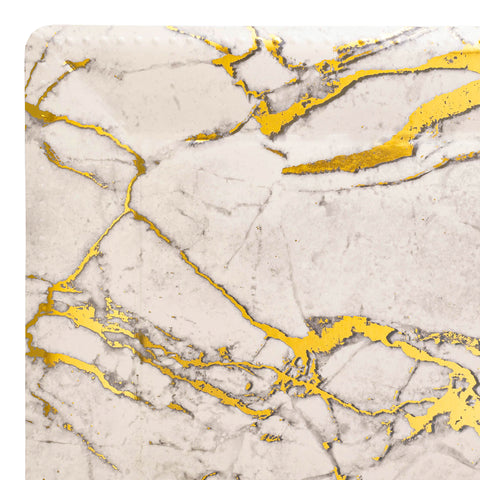 White with Gold Marble Square Paper Disposable Charger Plates (13