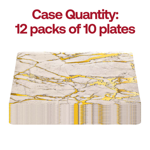 White with Gold Marble Square Paper Disposable Charger Plates (13