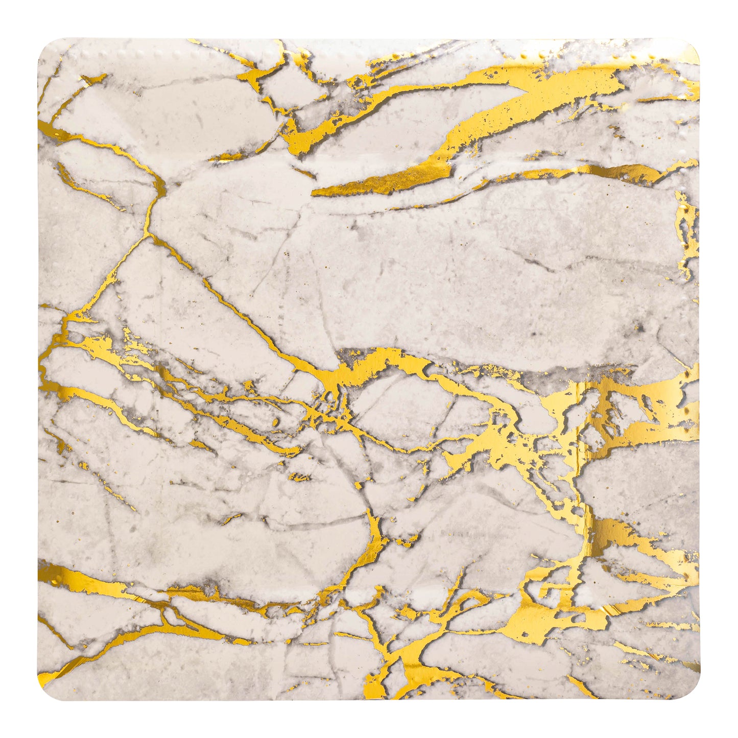White with Gold Marble Square Paper Disposable Charger Plates (13")