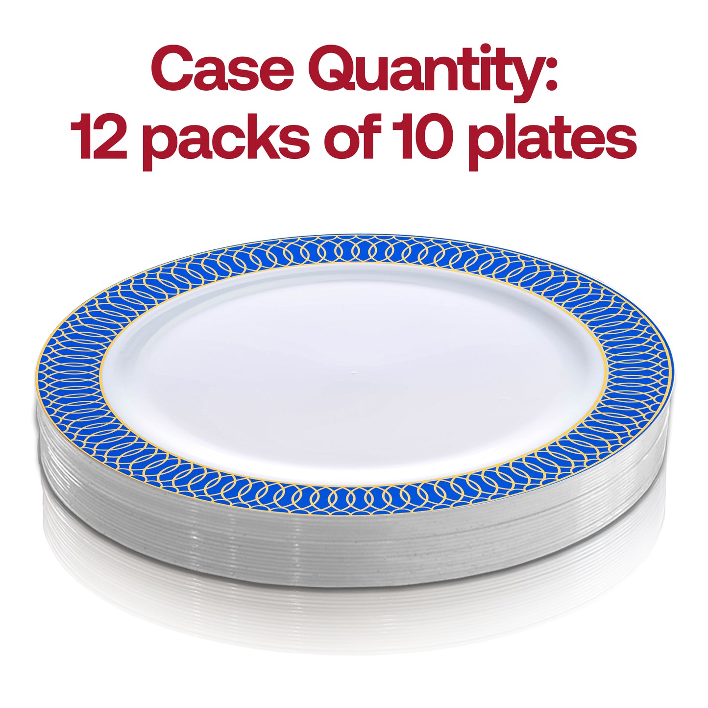 White with Gold Spiral on Blue Rim Plastic Appetizer/Salad Plates (7.5") Quantity | The Kaya Collection