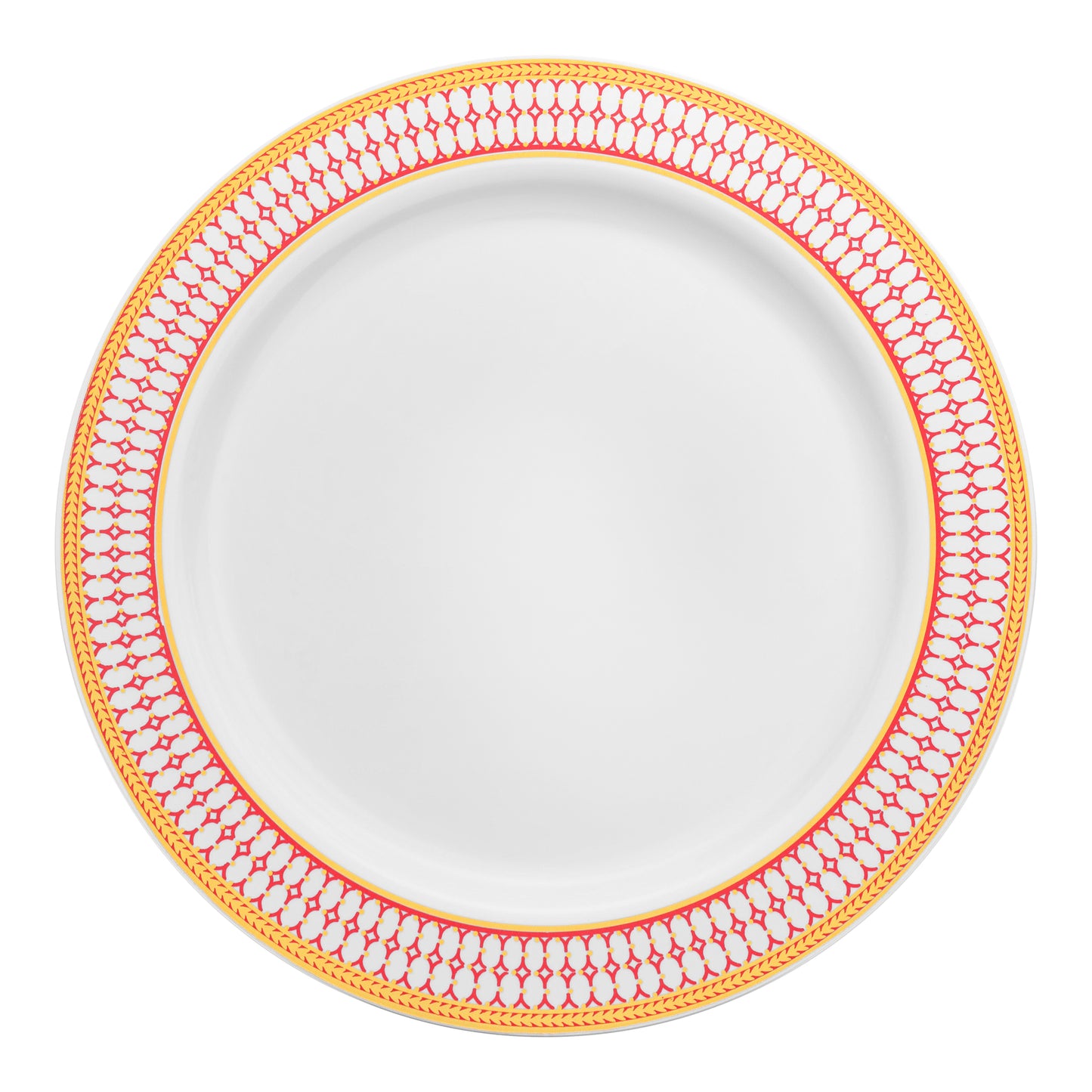 White with Red and Gold Chord Rim Plastic Appetizer/Salad Plates (7.5") | The Kaya Collection