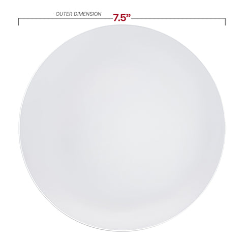 White with Silver Rim Organic Round Disposable Plastic Appetizer/Salad Plates (7.5