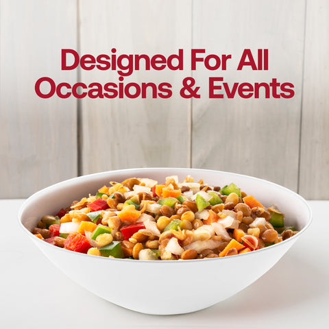 White with Silver Rim Organic Round Plastic Soup Bowls (16 oz.)