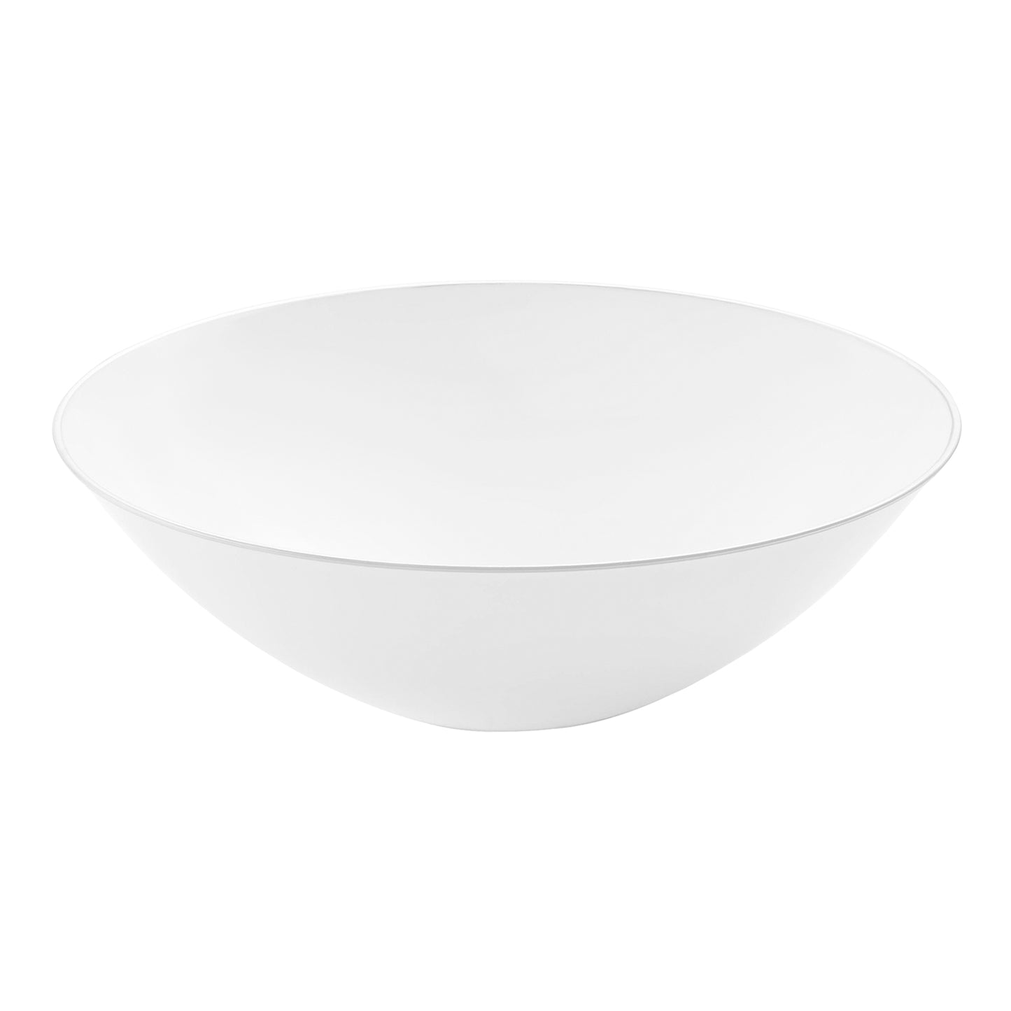 White with Silver Rim Organic Round Plastic Soup Bowls (16 oz.)