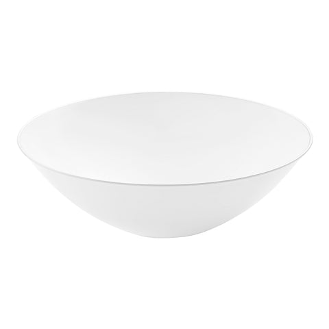 White with Silver Rim Organic Round Plastic Soup Bowls (16 oz.)
