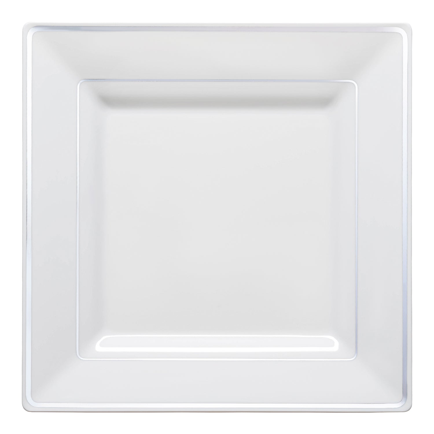 White with Silver Square Edge Rim Plastic Appetizer/Salad Plates (6.5") | Smarty Had A Party