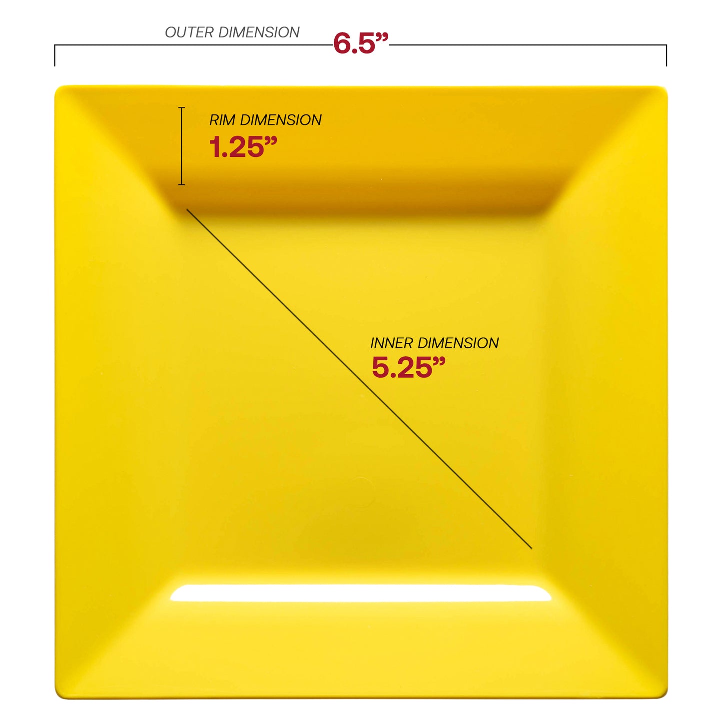 Yellow Square Disposable Plastic Cake Plates (6.5")