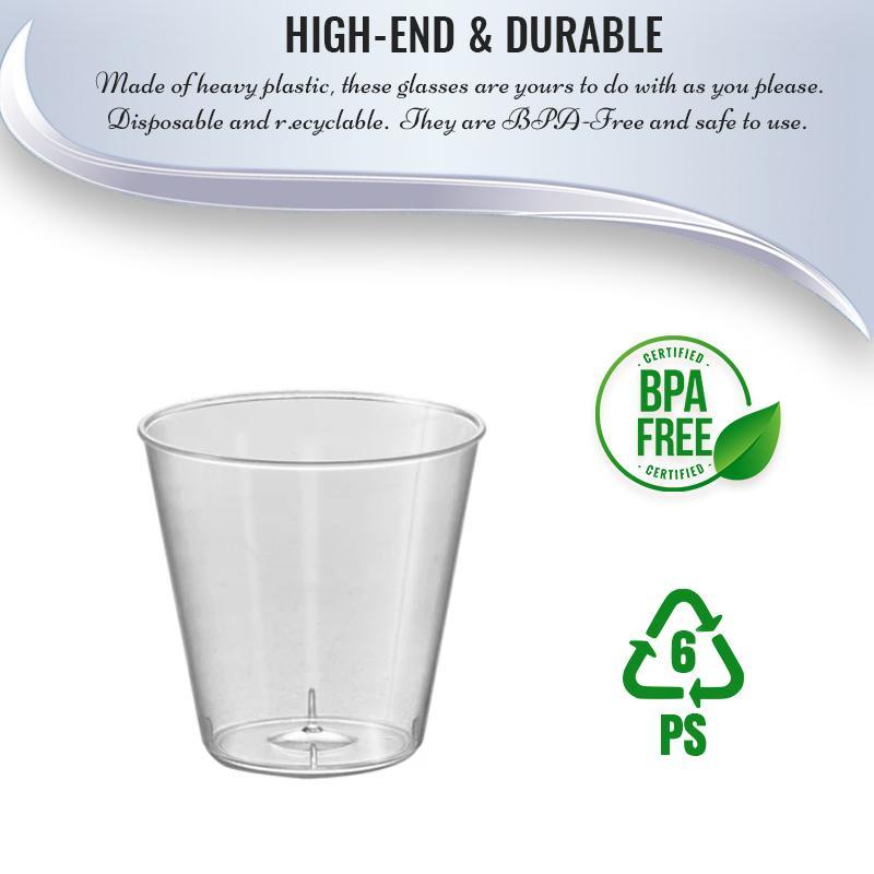 1 oz. Clear Disposable Plastic Shot Glasses