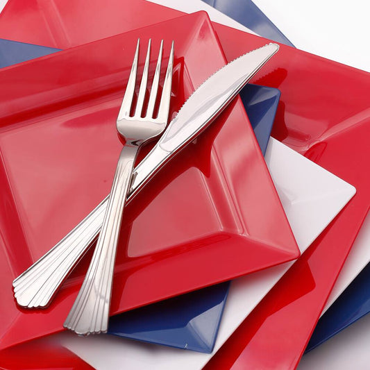 Essential disposable party supplies arranged for a Labor Day celebration, set up for a festive and hassle-free event.