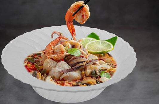 Gourmet Seafood Served in Elegant Disposable Plastic Bowls