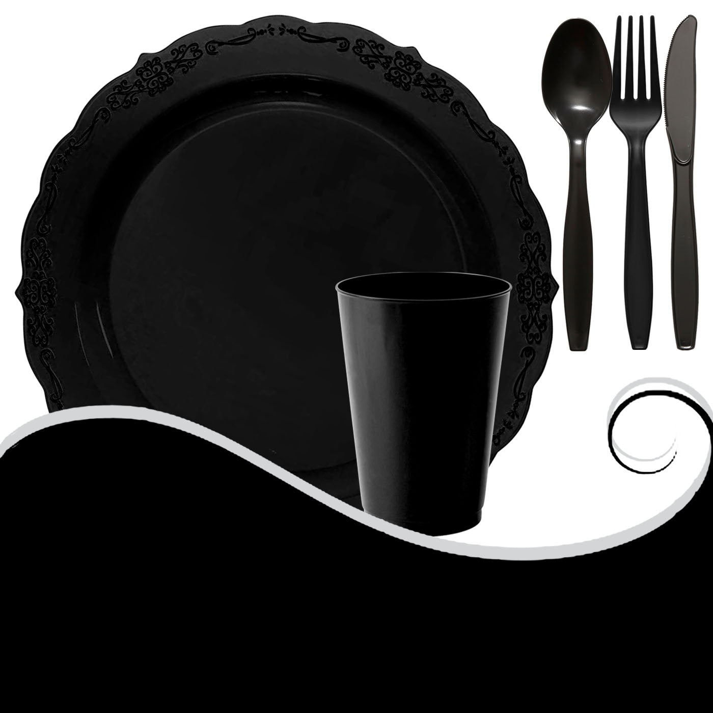 Black Party Dinnerware
