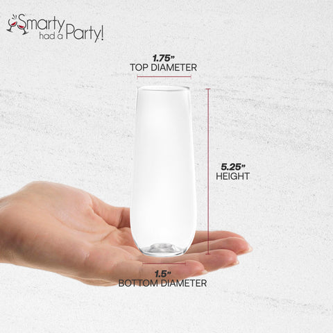 9 oz. Clear Stemless Disposable Plastic Champagne Flutes