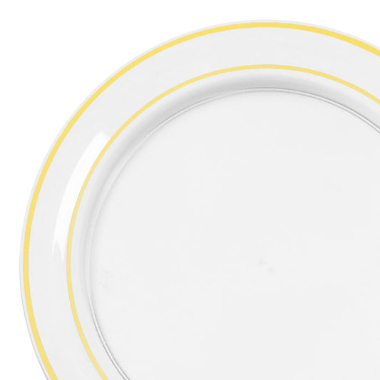 Clear with Gold Edge Rim Plastic Dinner Plates (10.25")