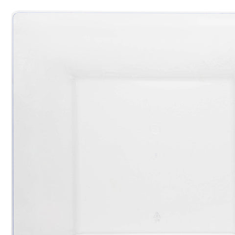 A Clear Square Disposable Plastic Dinner Plate (9.5