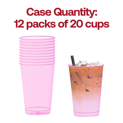 12 oz. Clear Pink Disposable Plastic Party Cups