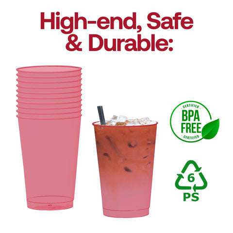 12 oz. Clear Red Disposable Plastic Party Cups