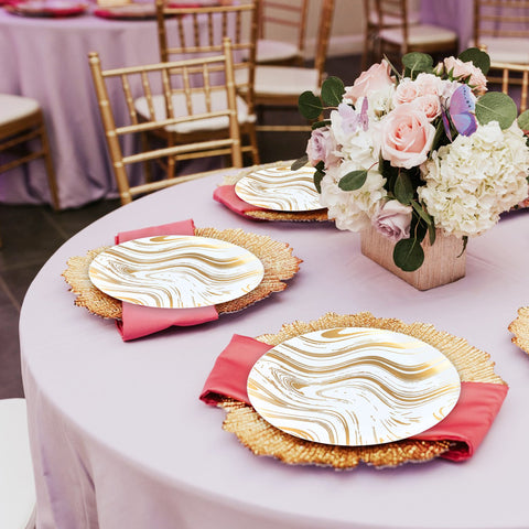 White with Gold Waves Plastic Appetizer/Salad Plates (7.5