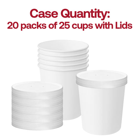 16 oz Squat Paper Soup Cups with Paper Lids