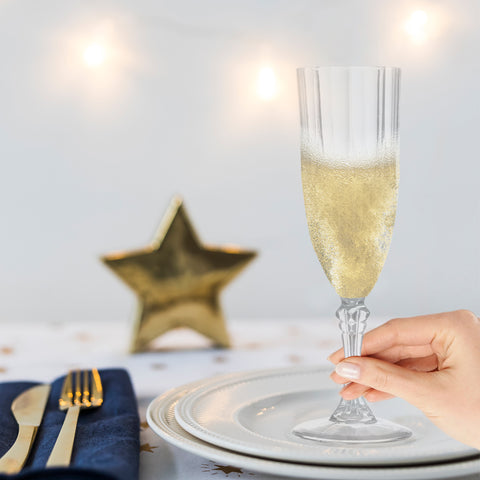 8 oz. Crystal Cut Disposable Plastic Champagne Flutes