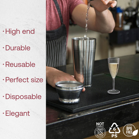 8 oz. Clear Stripe Round Plastic Champagne Flutes